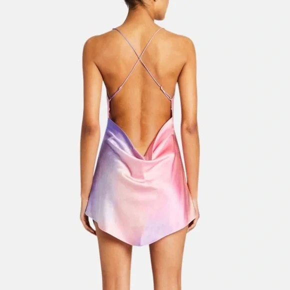 SER.O.YA ($398) Pracilla Dress in Sunset Tie Dye - Silk cowl neck - SIZE S - Picture 5 of 13